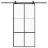 vidaXL Posuvn&eacute; dveře se sadou kov&aacute;n&iacute; čern&eacute; 102x205 cm ESG Glass