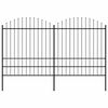 vidaXL Zahradn&iacute; plot s kop&iacute;m nahoře ocelov&yacute; 337 x 200 cm čern&yacute;