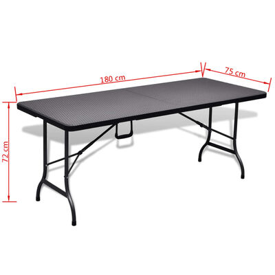 vidaXL Skládací zahradní stůl černý 180x75x72 cm HDPE imatace ratan