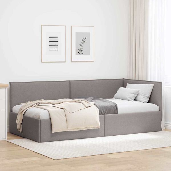 vidaXL Rohov&yacute; r&aacute;m postele s čelo Taupe 90 x 200 cm samet