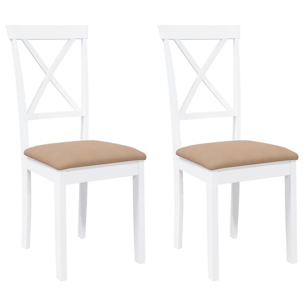 vidaXL Jídelní židle s polštáři 2 ks bílé masivní dřevo gumové