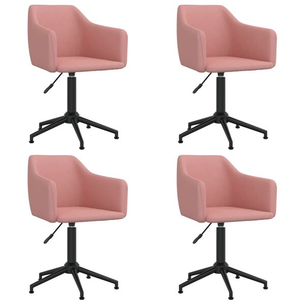 vidaXL Otočn&eacute; j&iacute;deln&iacute; židle 4 ks růžov&eacute; samet