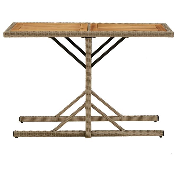 vidaXL Zahradní stůl béžový masivní akáciové dřevo a polyratan