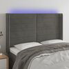 vidaXL Čelo postele s LED tmavě &scaron;ed&eacute; 147 x 16 x 118/128 cm samet