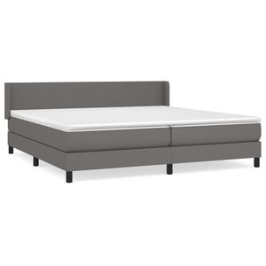 vidaXL Box spring postel s matrac&iacute; &scaron;ed&aacute; 200x200 cm uměl&aacute; kůže