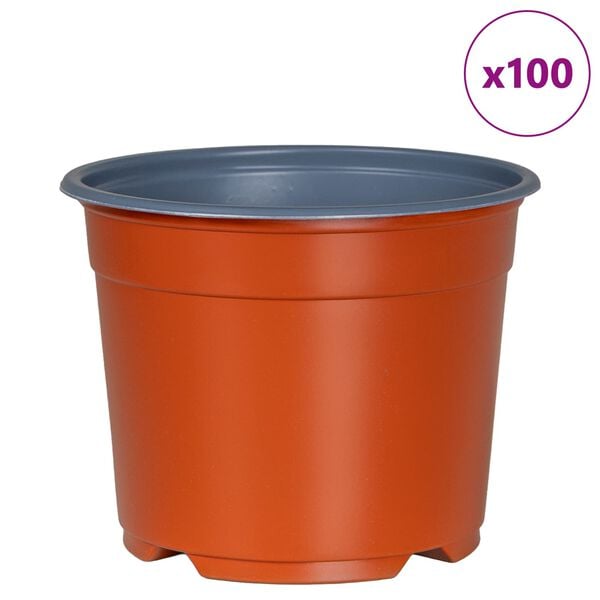 vidaXL Květinov&yacute; květin&aacute;č 100 pcs Cihlov&aacute; &Oslash; 15 x 12,5 cm Plast