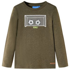 vidaXL Dětsk&eacute; tričko s dlouh&yacute;m ruk&aacute;vem khaki melanž 104