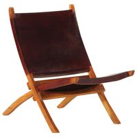 vidaXL Skládací relaxační židle tmavě hnědá pravá kůže