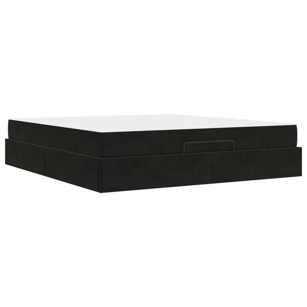 vidaXL R&aacute;m postele s matrac&iacute; s matrac&iacute; 2 pcs Čern&aacute; samet