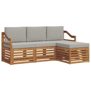vidaXL Venkovn&iacute; pohovkov&aacute; souprava 4 pcs Př&iacute;rodn&iacute; a světle &scaron;ed&aacute;