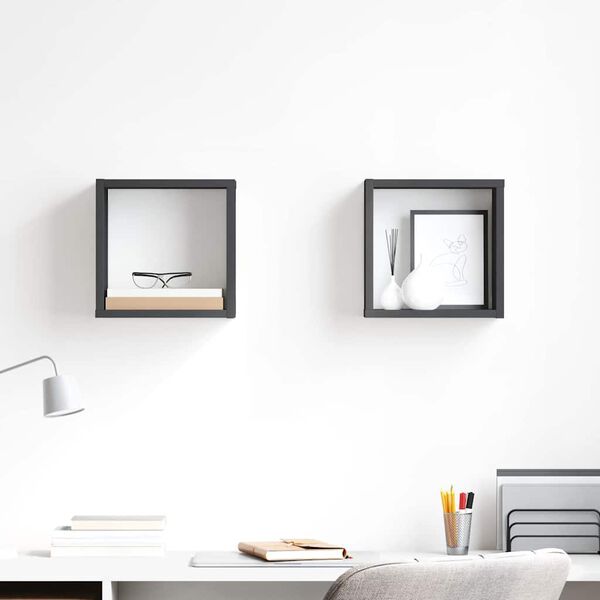 vidaXL N&aacute;stěnn&eacute; police kostky 2 ks &scaron;ed&eacute; 26 x 15 x 26 cm