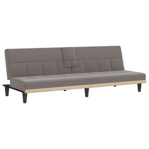 vidaXL Rozkl&aacute;dac&iacute; pohovka s drž&aacute;ky na n&aacute;poje taupe textil