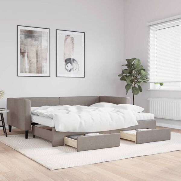 vidaXL V&aacute;lenda s přist&yacute;lkou a z&aacute;suvkami taupe 90 x 200 cm textil