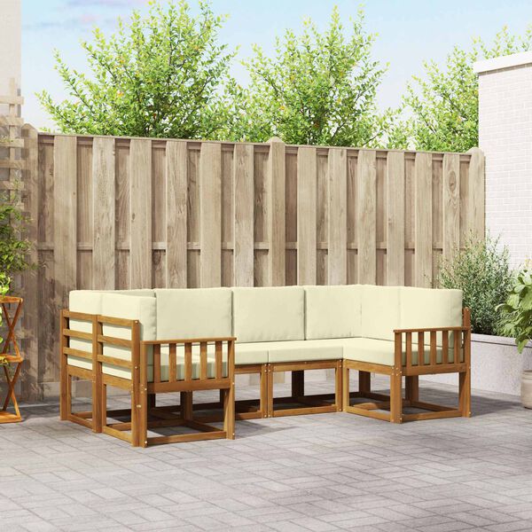 vidaXL Venkovn&iacute; pohovkov&aacute; souprava 6 pcs Přirozen&aacute; a Kr&eacute;mov&aacute;