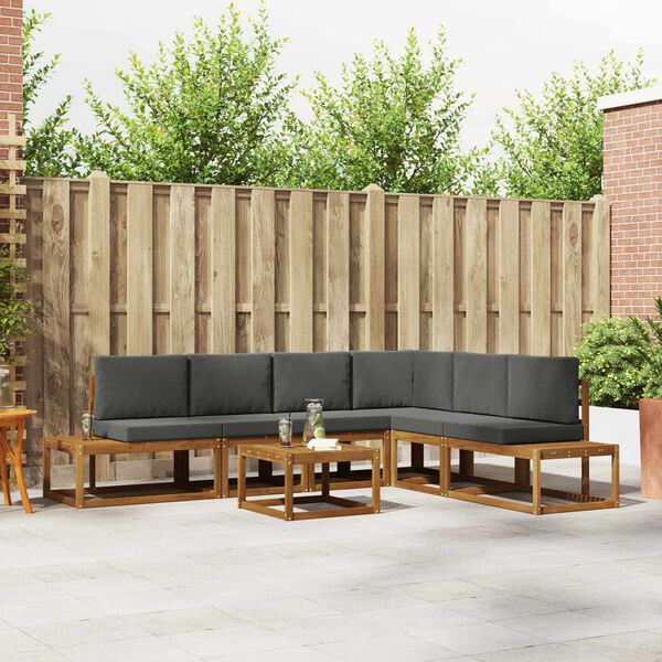 vidaXL Venkovn&iacute; pohovkov&aacute; souprava 7 Kus Přirozen&aacute; a Anthracitov&aacute;