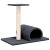 vidaXL &Scaron;krabadlo pro kočky s tunelem tmavě &scaron;ed&eacute; 60 x 34,5 x 50 cm