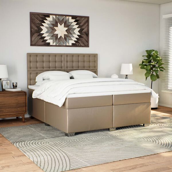 vidaXL Box spring postel s matrací cappuccino 200 x 200 cm umělá kůže
