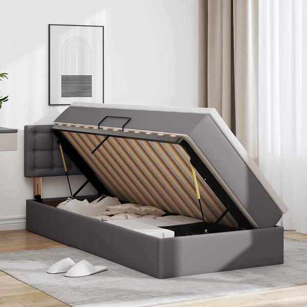 vidaXL Postel s &uacute;ložn&yacute;m prostorem a matrac&iacute; s čelo &Scaron;ed&aacute; 100 x 200 cm