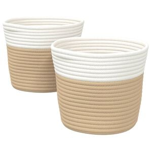 vidaXL &Uacute;ložn&eacute; ko&scaron;e 2 ks b&eacute;žov&eacute; a b&iacute;l&eacute; &Oslash; 24 x 18 cm bavlna