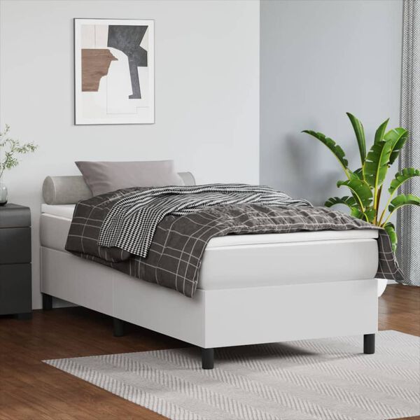 vidaXL Box spring postel s matrací bílá 100x200 cm umělá kůže