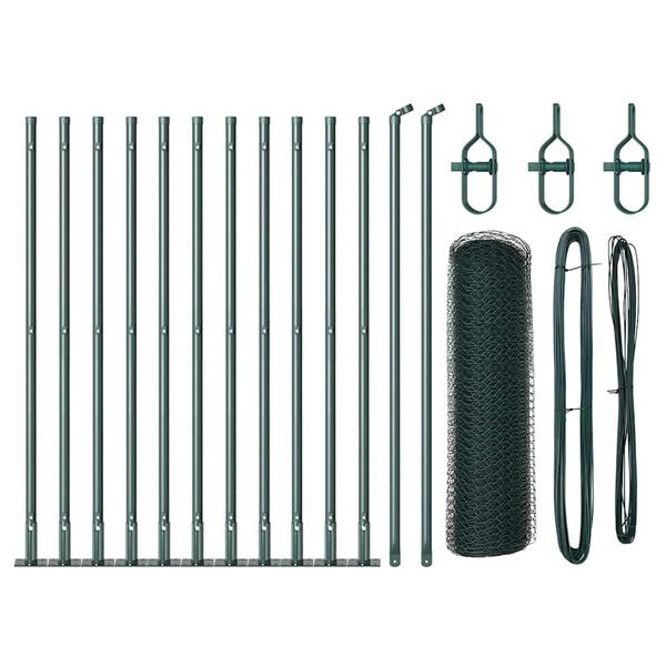 vidaXL Plotov&yacute; sloupek. Zelen&aacute; 25 x 0,6 m (25 mm pletivo) Ocel a PVC