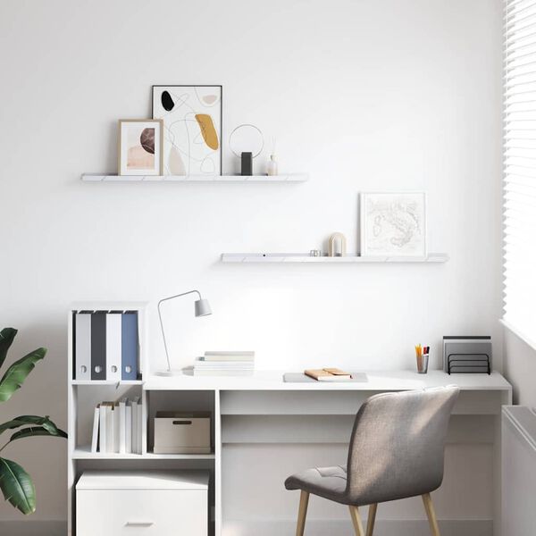 vidaXL N&aacute;stěnn&aacute; polička s polic&iacute; 2 pcs B&iacute;l&yacute; mramor 100 x 9 x 3 cm