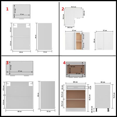 vidaXL 11dílný set kuchyňských skříněk bílý dřevotříska