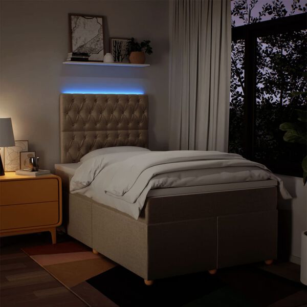 vidaXL Box spring postel s matrací krémová 120x190 cm textil