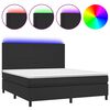 vidaXL Box spring postel s matrac&iacute; a LED čern&aacute; 180x200 cm uměl&aacute; kůže