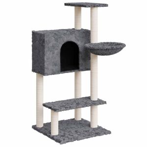 vidaXL &Scaron;krabadlo pro kočky se sisalov&yacute;mi sloupky tmavě &scaron;ed&eacute; 108,5 cm