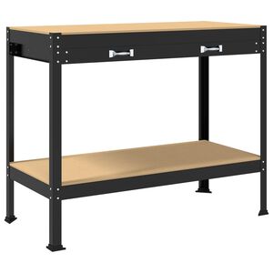 vidaXL Pracovn&iacute; stůl Čern&yacute; 114 x 54 x 91 cm Skl&aacute;dan&eacute; dřevo a kov