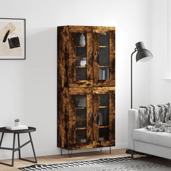 vidaXL Skř&iacute;ň highboard kouřov&yacute; dub 69,5 x 34 x 180 cm kompozitn&iacute; dřevo