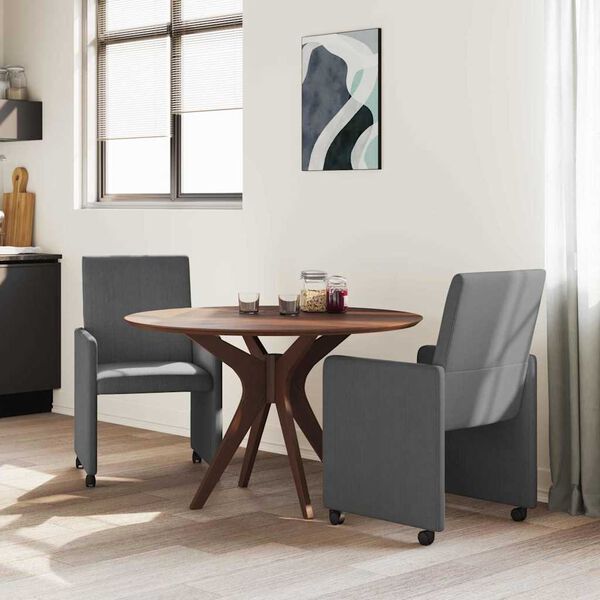 vidaXL J&iacute;deln&iacute; židle na kolečk&aacute;ch 2 pcs Tmavě &scaron;ed&aacute; 57 x 66 x 94 cm