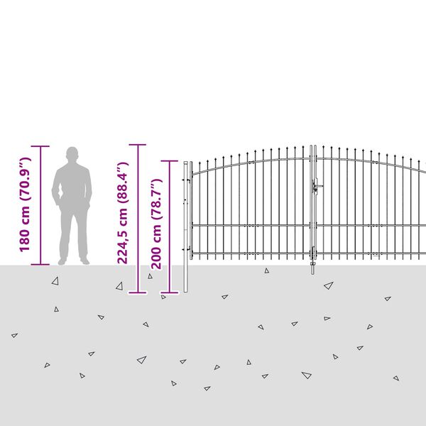 vidaXL Zahradní brána Černá 150 x 400 cm Ocel