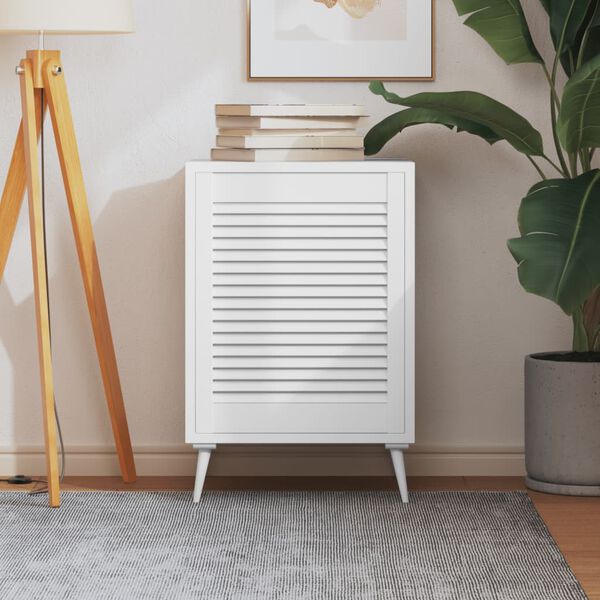 vidaXL N&aacute;bytkov&aacute; dv&iacute;řka lamelov&yacute; design b&iacute;l&aacute; 61,5 x 49,4 cm borovice