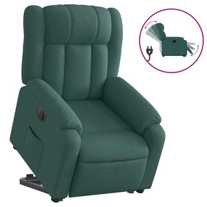 vidaXL Elektrick&eacute; zvedac&iacute; polohovac&iacute; křeslo tmavě zelen&eacute; textil