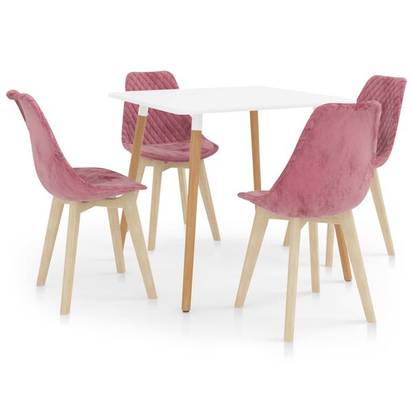 vidaXL 5dílný jídelní set růžový