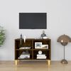 vidaXL TV stolek masivn&iacute; dřevěn&eacute; nohy kouřov&yacute; dub 69,5 x 30 x 50 cm