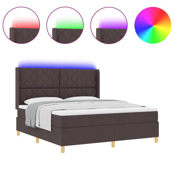 vidaXL Postel s boxspringem s matrac&iacute; s čelo Hněd&aacute; 180 x 200 cm textil