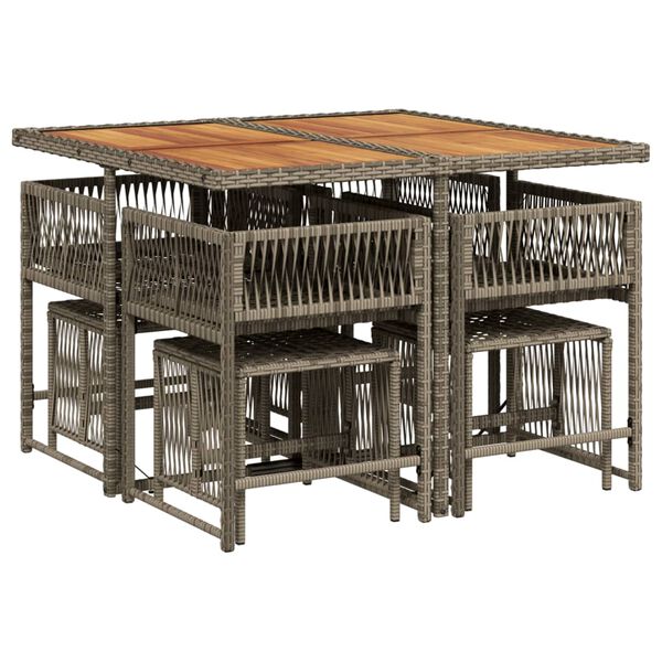 vidaXL 9d&iacute;ln&yacute; zahradn&iacute; j&iacute;deln&iacute; set s podu&scaron;kami &scaron;ed&yacute; polyratan