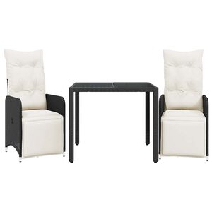 vidaXL 3d&iacute;ln&yacute; zahradn&iacute; bistro set s podu&scaron;kami čern&yacute; polyratan