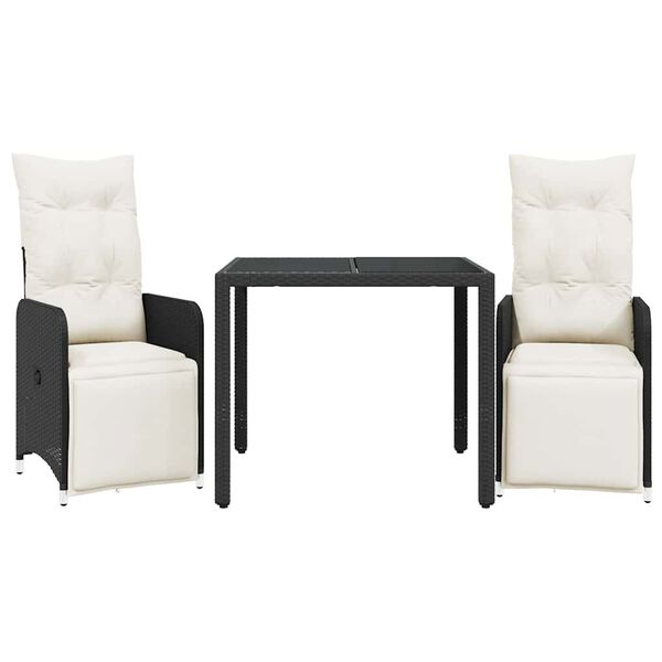 vidaXL 3d&iacute;ln&yacute; zahradn&iacute; bistro set s podu&scaron;kami čern&yacute; polyratan