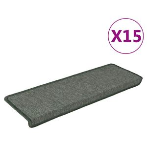 vidaXL Schodov&eacute; rohože 15 ks 65 x 21 x 4 cm tmavě zelen&eacute; s obd&eacute;ln&iacute;kov&yacute;m okrajem