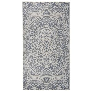 vidaXL Venkovn&iacute; hladce tkan&yacute; koberec 80 x 150 cm modr&yacute; vzor