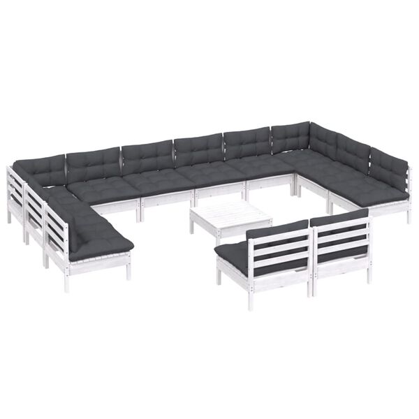 vidaXL 13d&iacute;ln&aacute; zahradn&iacute; sedac&iacute; souprava podu&scaron;ky b&iacute;l&aacute; masivn&iacute; borovice