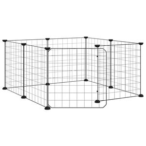 vidaXL 8d&iacute;ln&aacute; klec pro dom&aacute;c&iacute; mazl&iacute;čky s dv&iacute;řky čern&aacute; 70 x 70 x 35 cm ocel