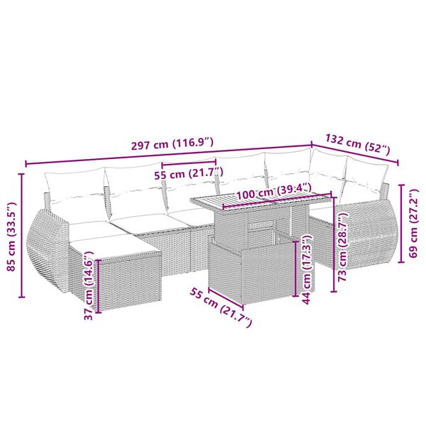 vidaXL 8d&iacute;ln&aacute; zahradn&iacute; sedac&iacute; souprava s podu&scaron;kami b&eacute;žov&aacute; polyratan