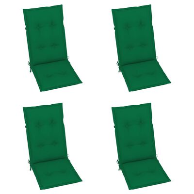 vidaXL Zahradní židle 4 ks zelené podušky masivní teak