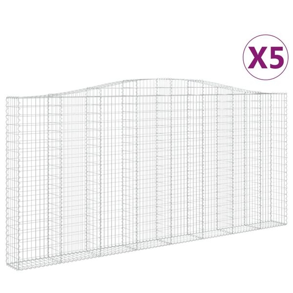 vidaXL Klenut&eacute; gabionov&eacute; ko&scaron;e 5 ks 400x30x180/200cm pozinkovan&eacute; železo
