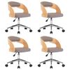 vidaXL Otočn&eacute; j&iacute;deln&iacute; židle 4 ks taupe oh&yacute;ban&eacute; dřevo a textil